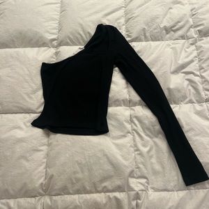 Emma & Sam Black Ribbed Crop Top